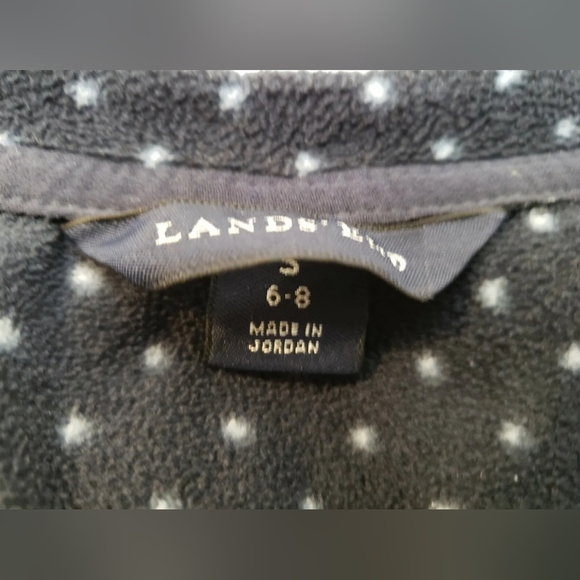 ❤ LANDS END WOMEN'S V-NECK  FLEECE SHIRT NAVY BLUE W/ POLKA DOTS SIZE SMALL 6 /8 - Picture 5 of 7